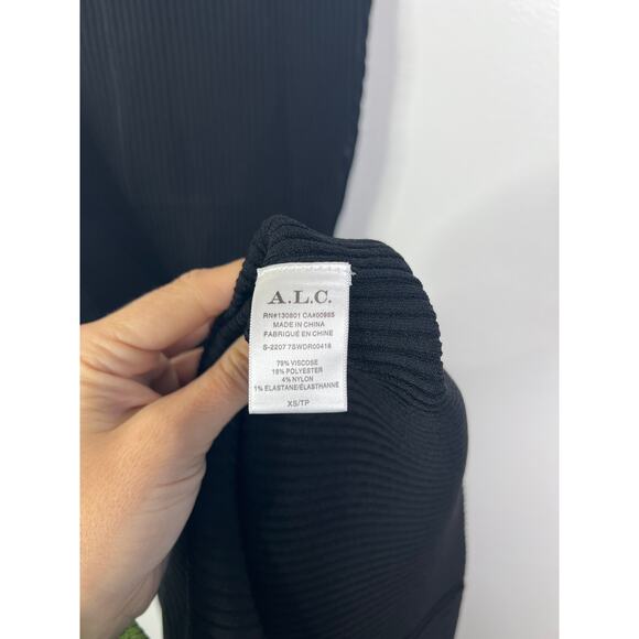 NWT A.L.C. Dalia Knit Square Neck Asymmetrical Sleeveless Black Mini Dress XS - Picture 8 of 10